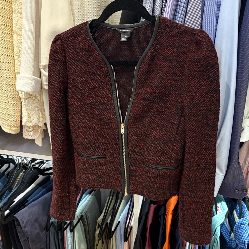 Club Monaco Dark Red Tweed Blazer
